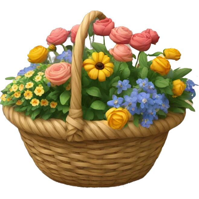 basket with courtyard and flowers  emoji