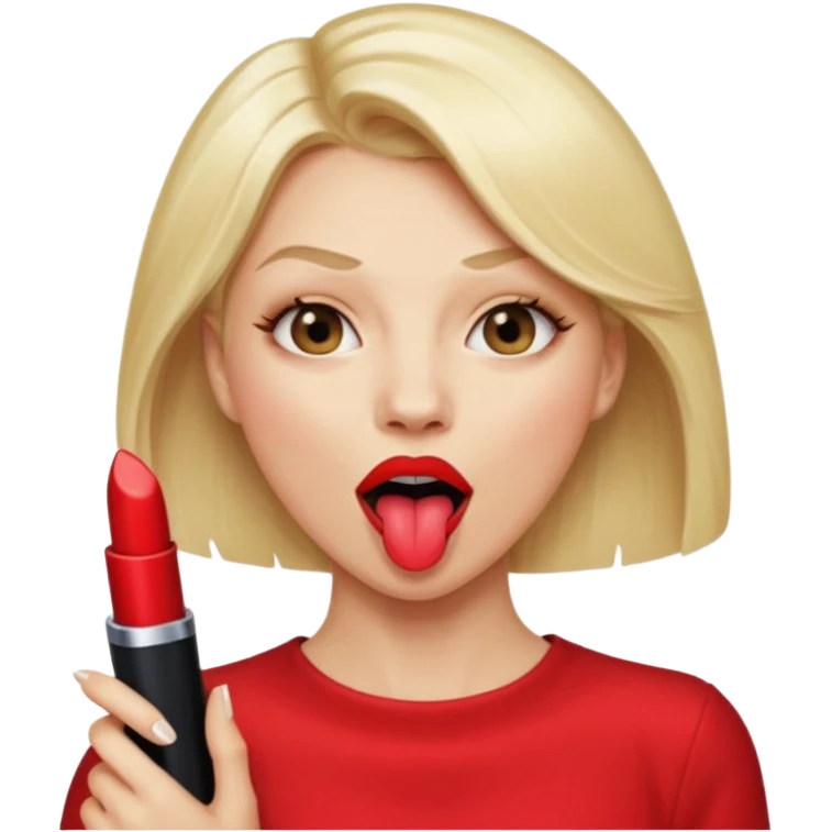 Woman head, blonde, slim, mouth wide open, tongue out, throat showing
 emoji