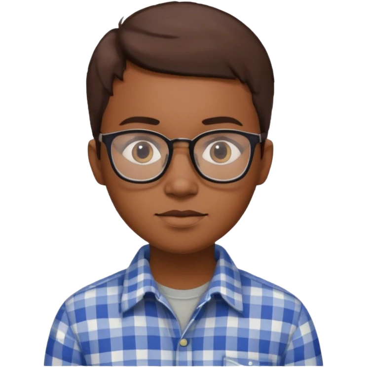 30-year-old African software engineer, short brown hair, plaid shirt, elegant style, intellectual glasses emoji