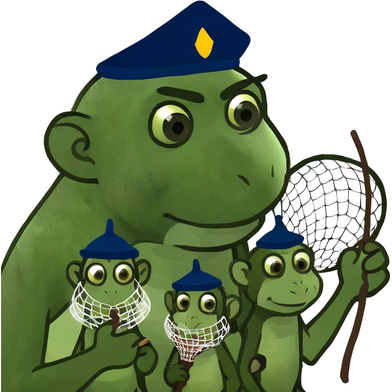 Monkey family eating bugs emoji