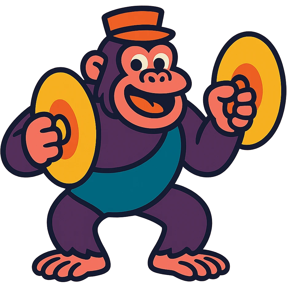 cartoon gorilla in a band, playing cymbals emoji