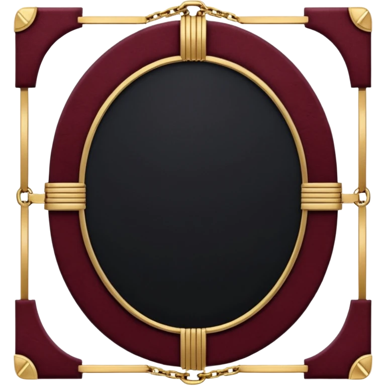 Menu style.  Elegant BDSM-inspired aesthetic. Black matte leather texture mixed with deep burgundy velvet, Thin gold art-deco frames and lines. Discreet elements like chains, keys, and geometric metal details. Low warm lighting, moody, intimate, high-end luxury vibe. No people, no nudity, no text.  emoji