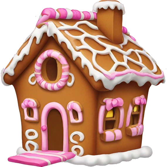 Gingerbread house with a pink bow  emoji