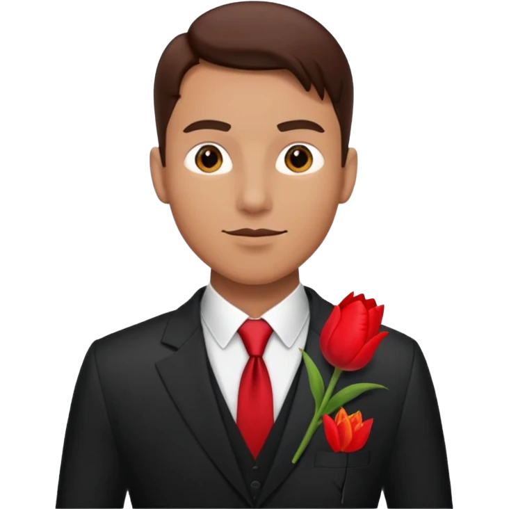 man with tulip in his suit pocket emoji