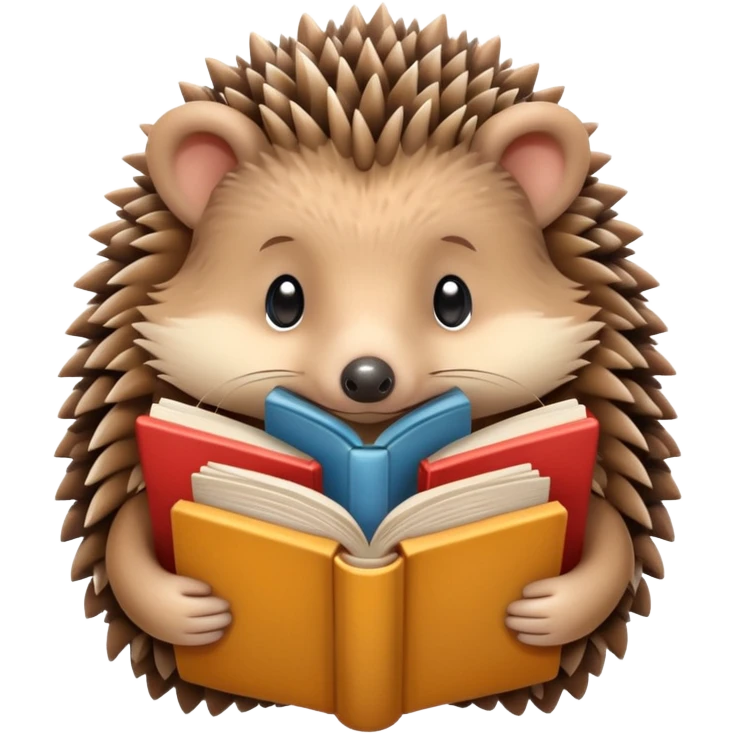 The hedgehog hugs the book aesthetic  emoji