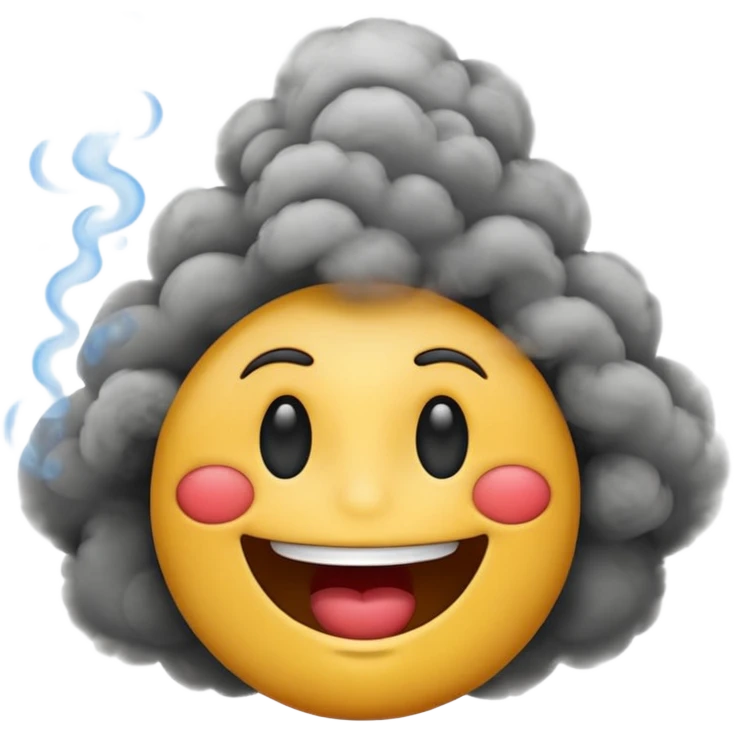 smiling emoji with smoke curling from lips emoji
