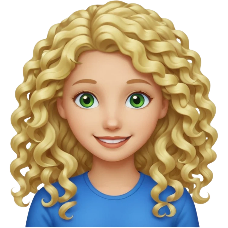 A white girl with long blonde curly hair and blue and green eyes emoji