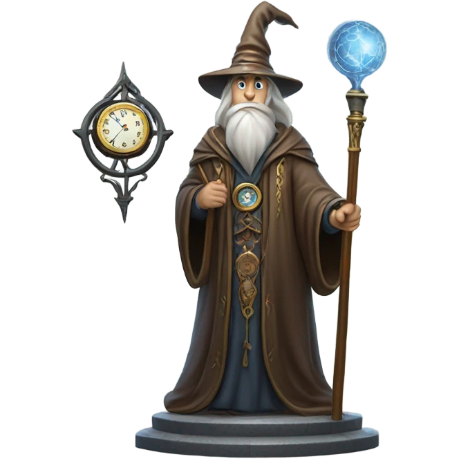 wizard above on a large clock emoji