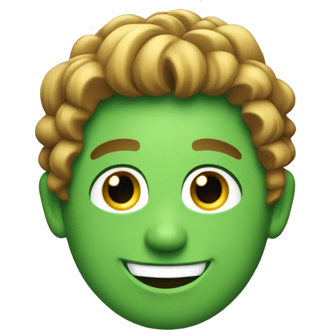 Emoj smiley sourire yeux verts cheveux longs bouclés emoji