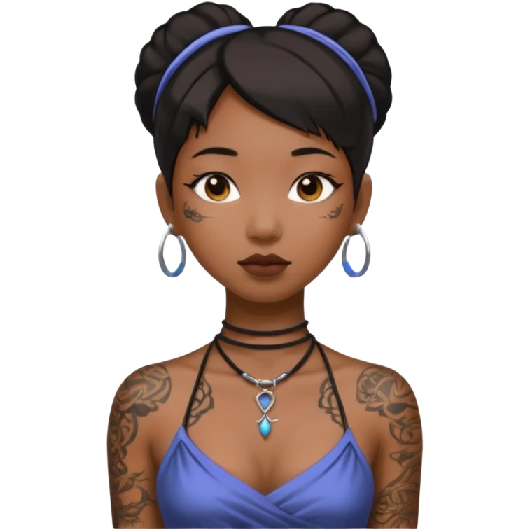 asian black girl with neck tattoo and 2 string dress emoji