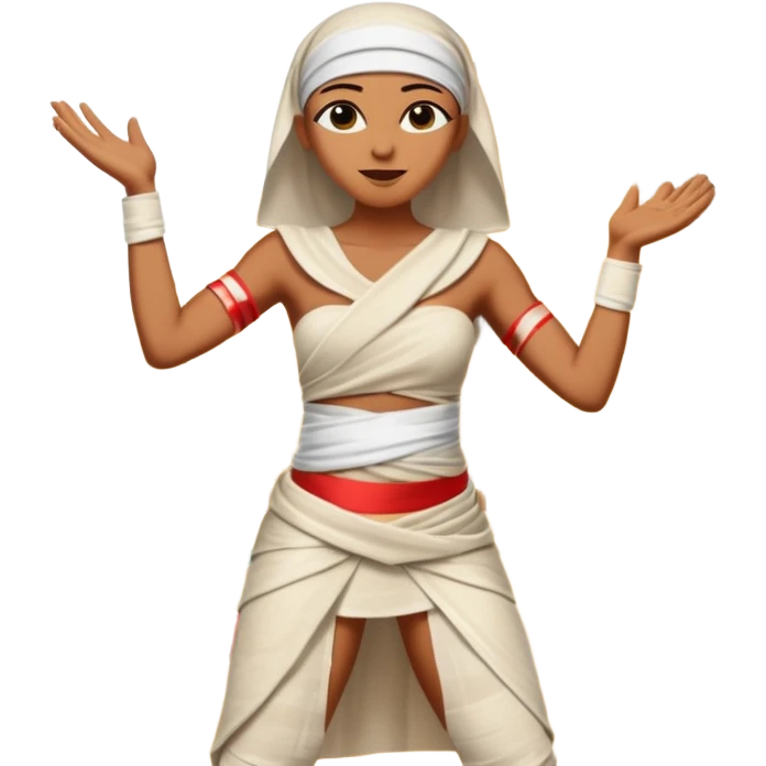 mummy dancing in front of Egyptian pyramid emoji