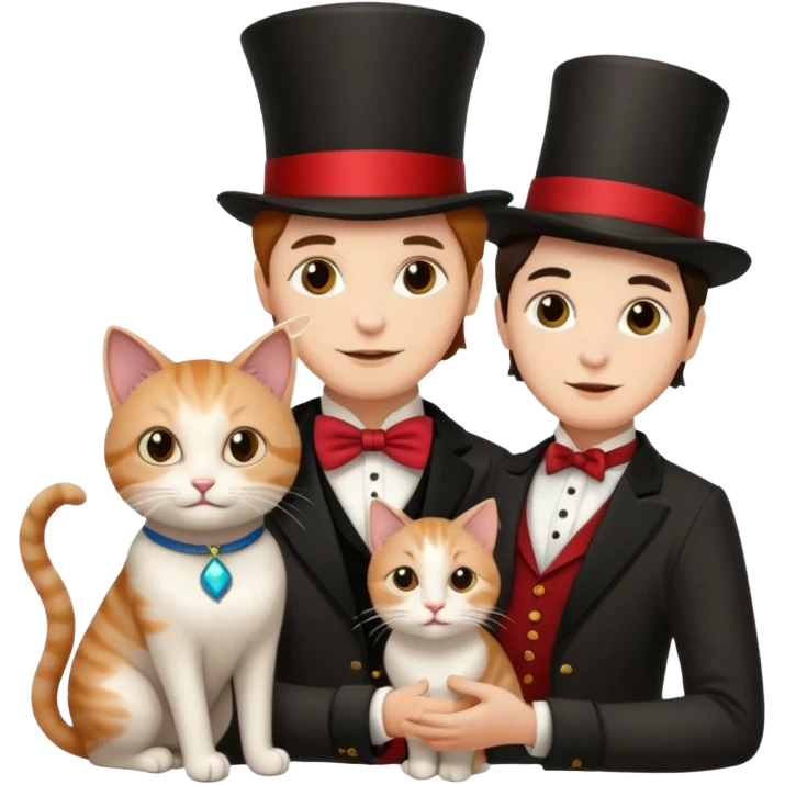 magician couple and their pet cat emoji