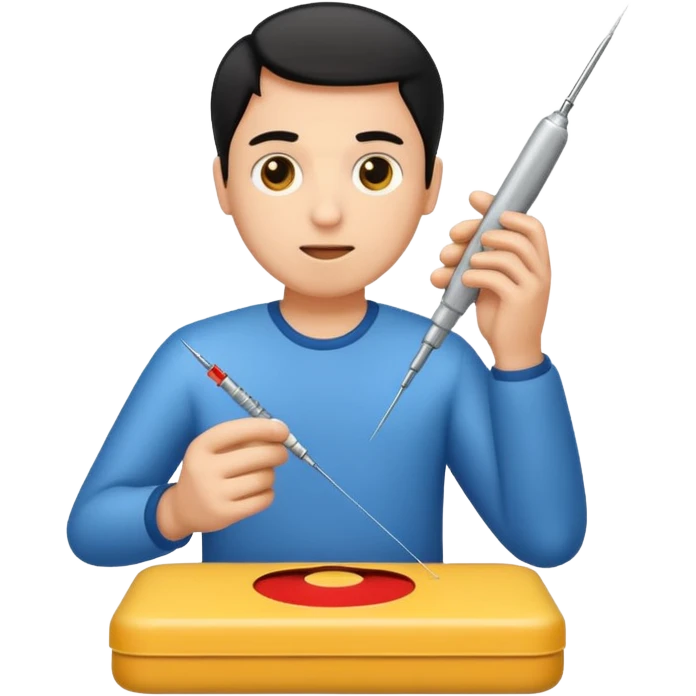 Man shooting up with needle emoji