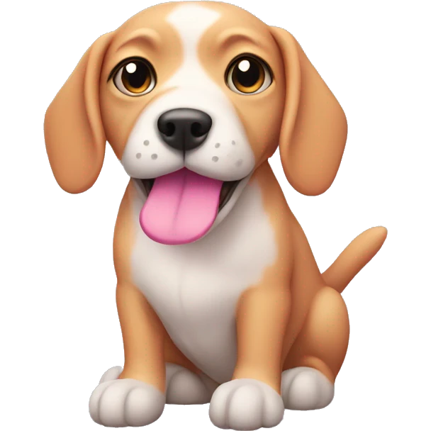 Dog with a pink cat emoji