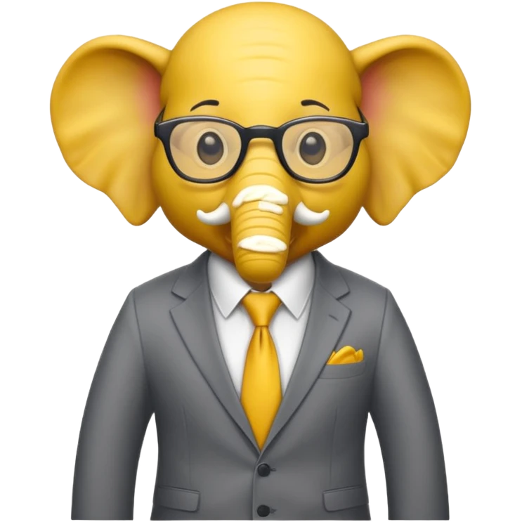 yellow elephant in a suit and glasses emoji