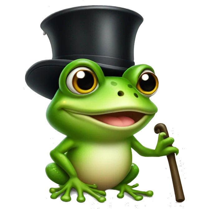Frog with a top hat and a cane  emoji