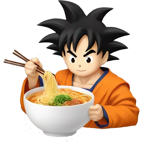 Goku qui mange un ramen emoji