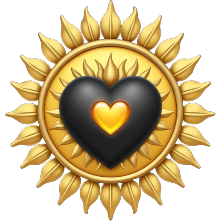 black heart with a sun motif emoji