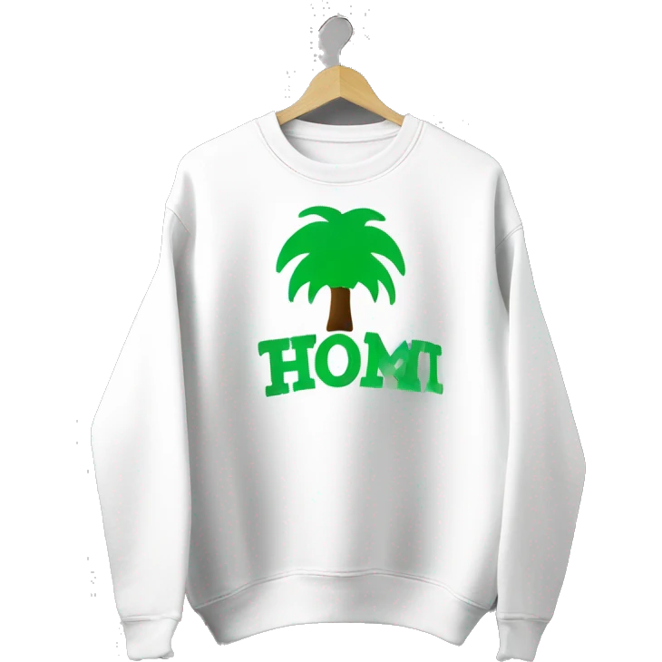 beverly hills california green writing on white sweatshirt emoji