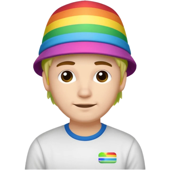 White guy wearing audi shirt and rainbow hat emoji