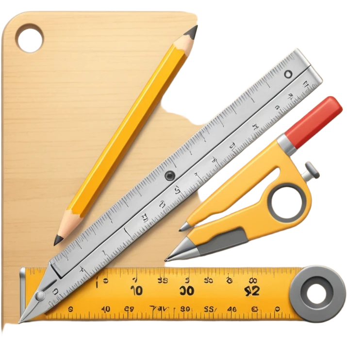 Ruler and protractor beside pencil emoji