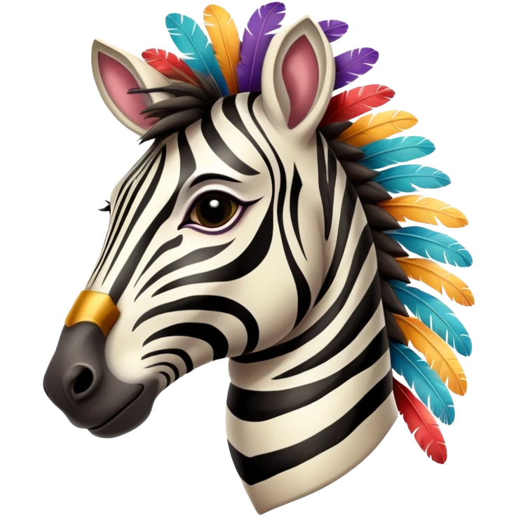 Vintage circus zebra wearing circus feathers emoji