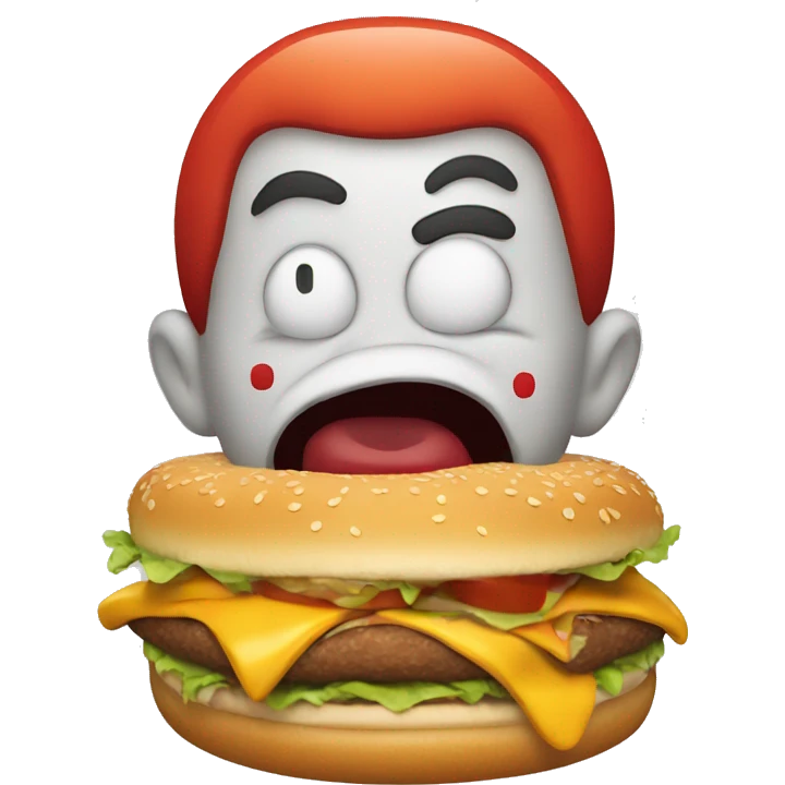 Clown with a burger burping  emoji