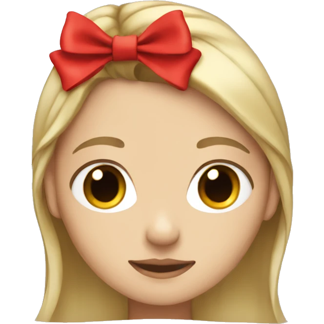 Half Brunette blonde hair girl with red bow emoji