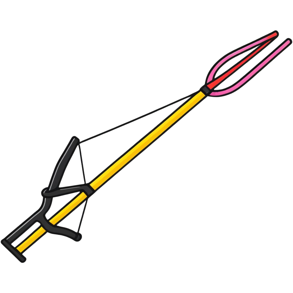 A colorful Y-shaped slingshot with elastic band emoji