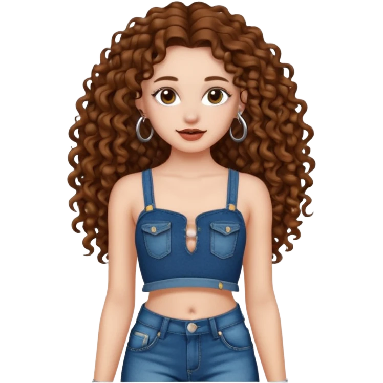 naked girl with long curly hair brown hair and septum piercing  with beautifull body  emoji