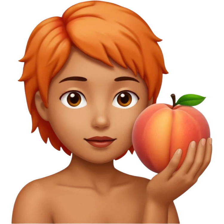 Touching the peach with a finger. emoji