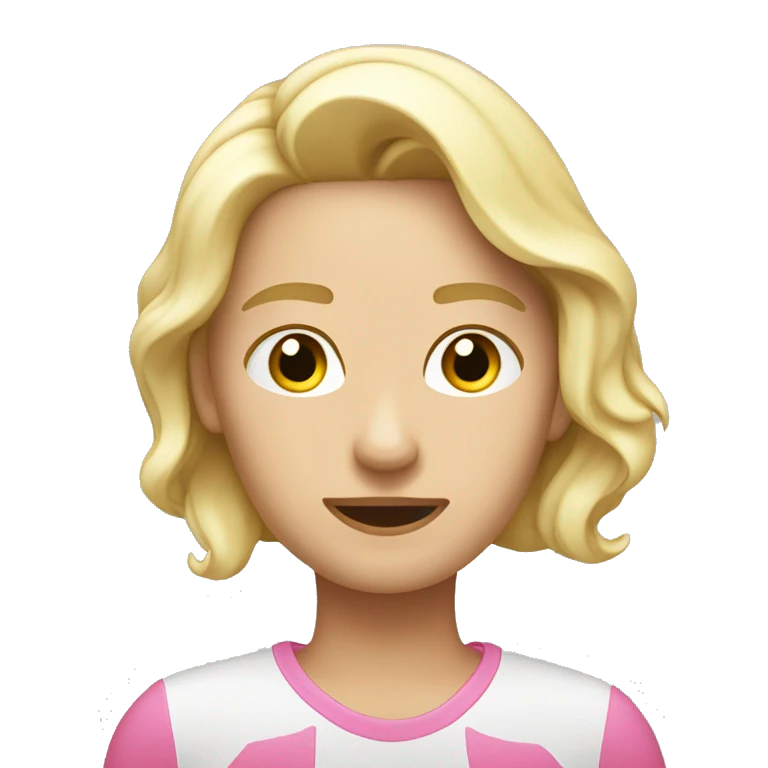 Persona blanca con pelo rubio durmiendo con una sábana rosa emoji