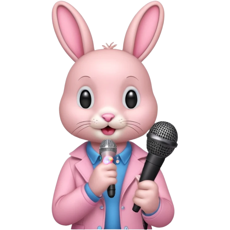 pink bunnie singing , holding mic emoji