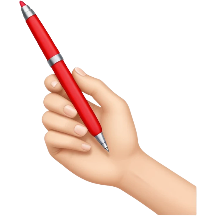 рука готовая к письму держит красную ручку emoji