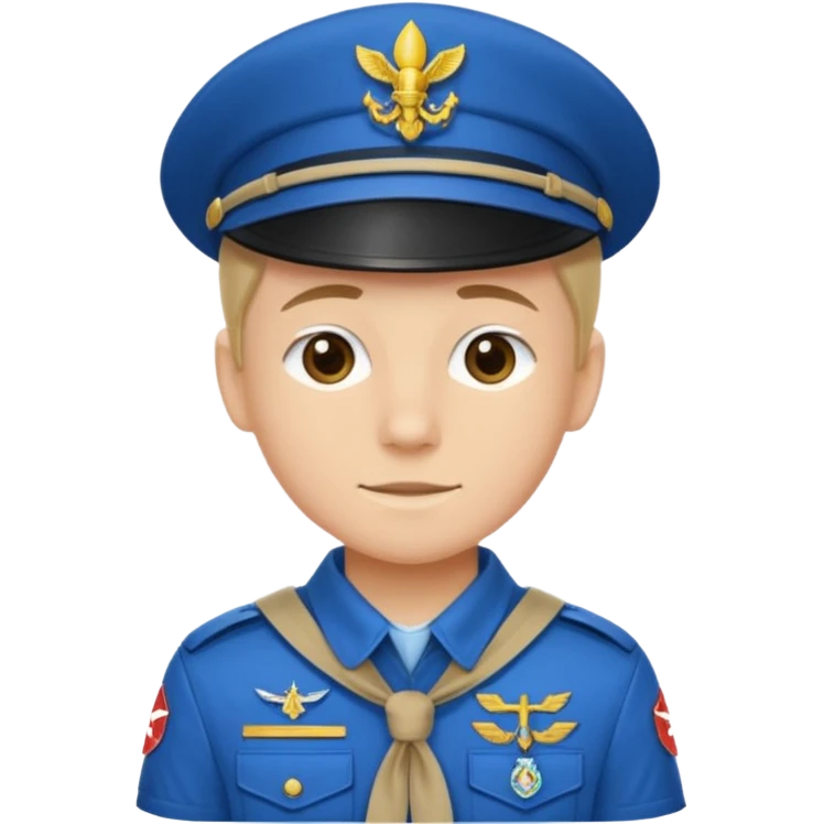Maak een persoon in een scoutsuniform met zijn beiden handen vooruit zodat er iets in kan liggen emoji