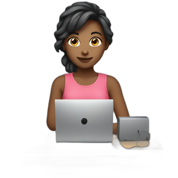 a cute young woman who uses a computer emoji