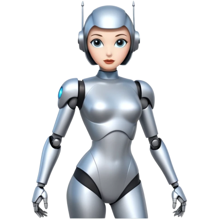 Sexy blank face dronification robot girl full body pinup pose emoji