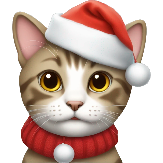 Cat with a Christmas hat emoji