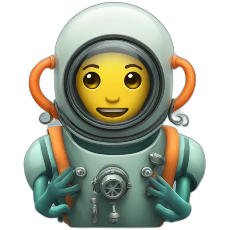 Deep sea diver with squid inside emoji