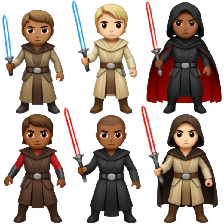 Four jedi and Four Sith fighting emoji