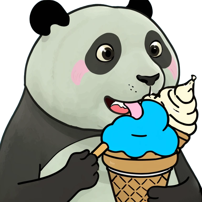 Panda eating ice cream emoji