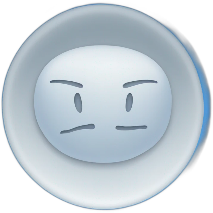 A white colored object which is formed inside a blue colored circle. emoji