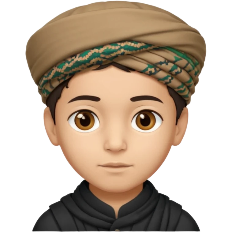 Creat a afghan boy with afghan pacol hat one the head emoji