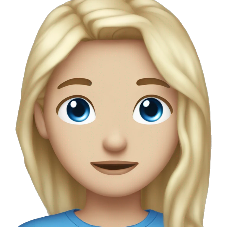 Brown hair blue eye boy kissing blonde hair blue eyed girl emoji