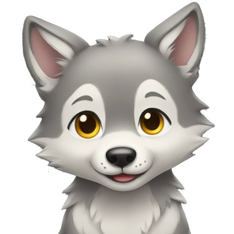 baby wolf with hugs emoji