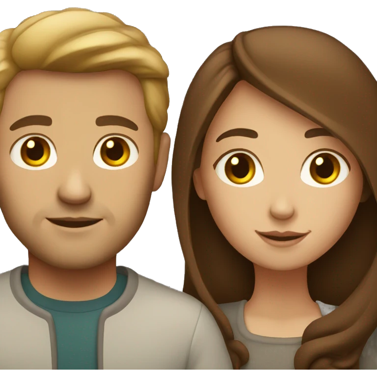 White couple with brown hair emoji