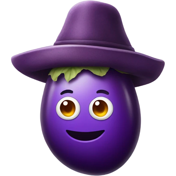 Eggplant wearing a hat emoji