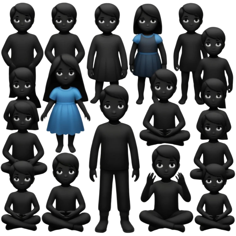 child silhouette surrounded by several larger silhouettes emoji