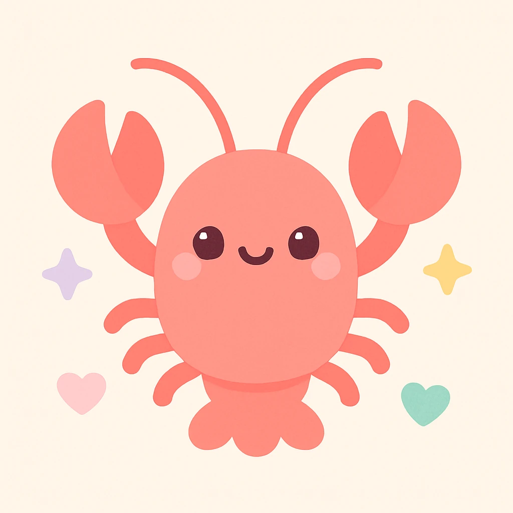 a lobster, kawaii style, cute, colorful, charming emoji