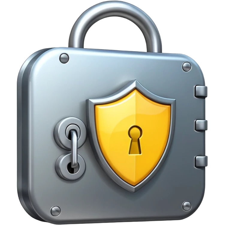 Secure lock with shield protecting a password emoji